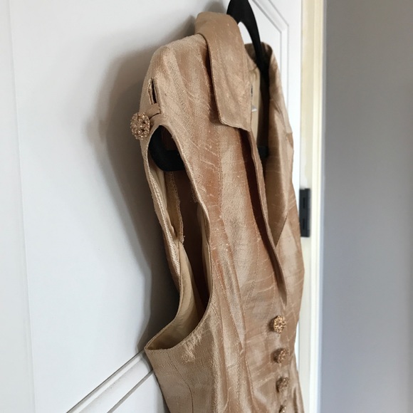 Kay Unger Gold Silk Cocktail Dress - Picture 3 of 5